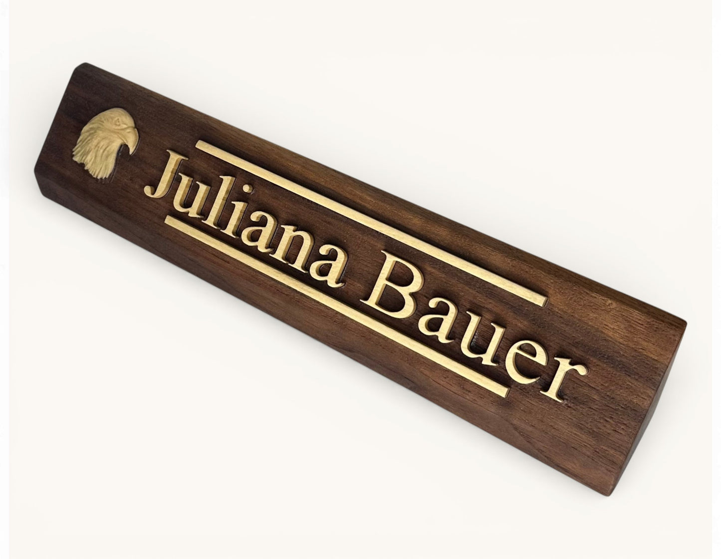Personalized Rustic Wood Desk Name Plate