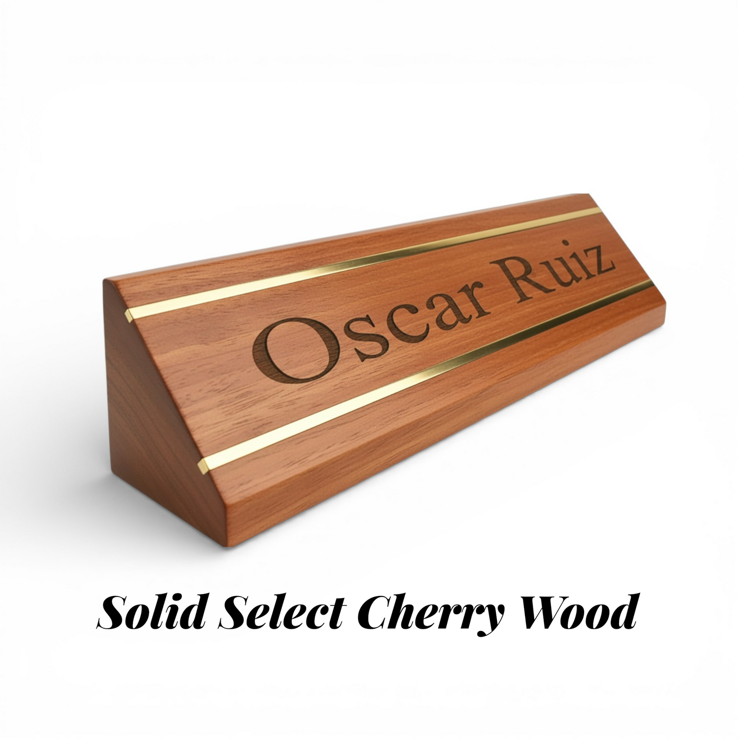 Personalized Hardwood and Brass Desk Name Plate