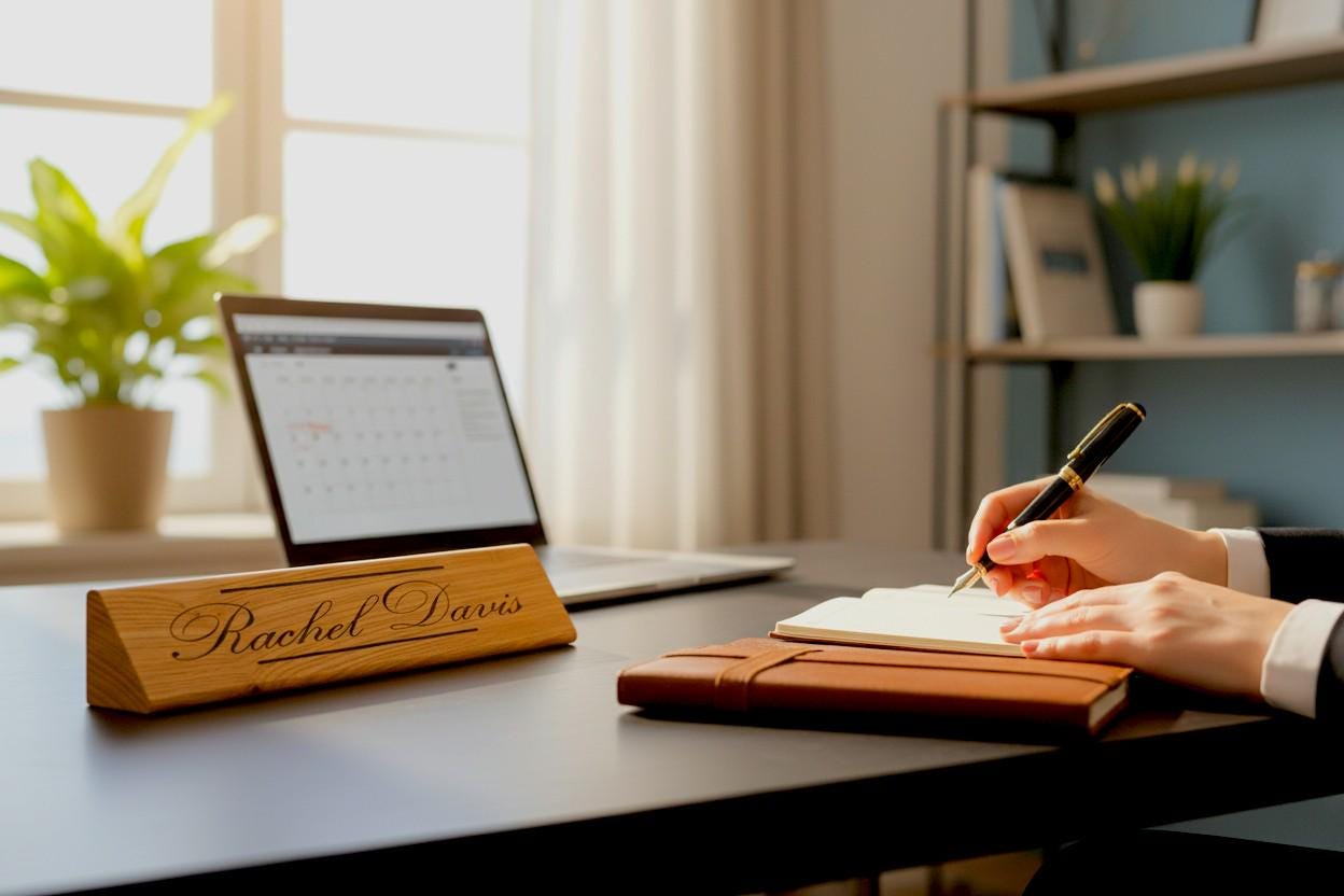 Personalized Engraved Desk Name, Wood Office Name Plate Gift.