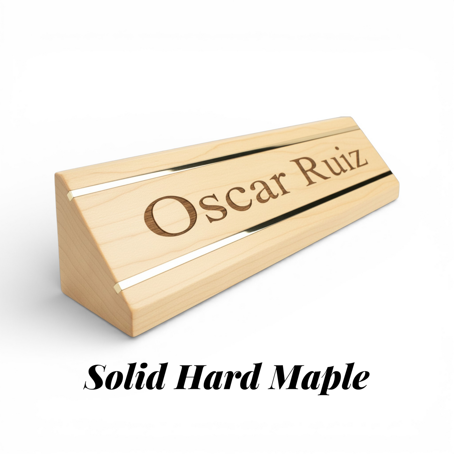 Personalized Hardwood and Brass Desk Name Plate
