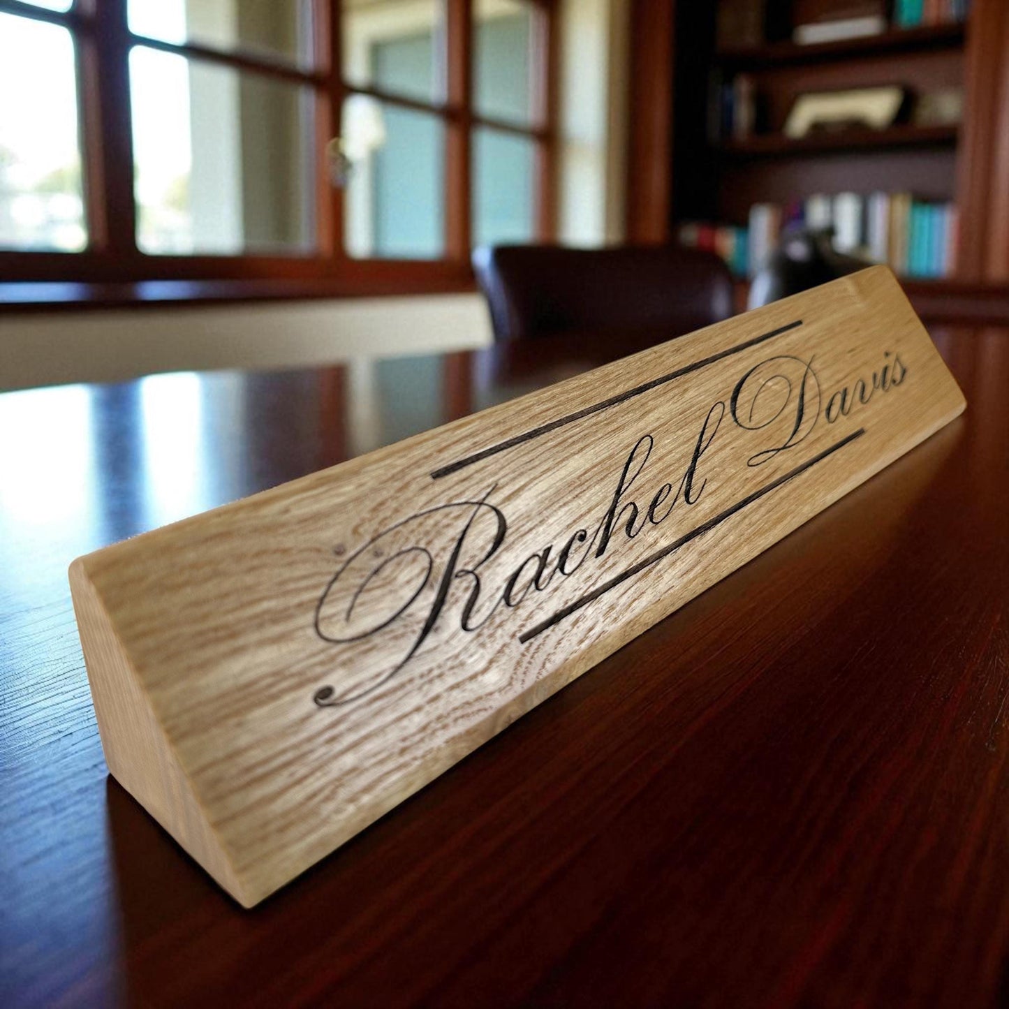 Personalized Engraved Wood Desk Name Plate, Custom Office Gift