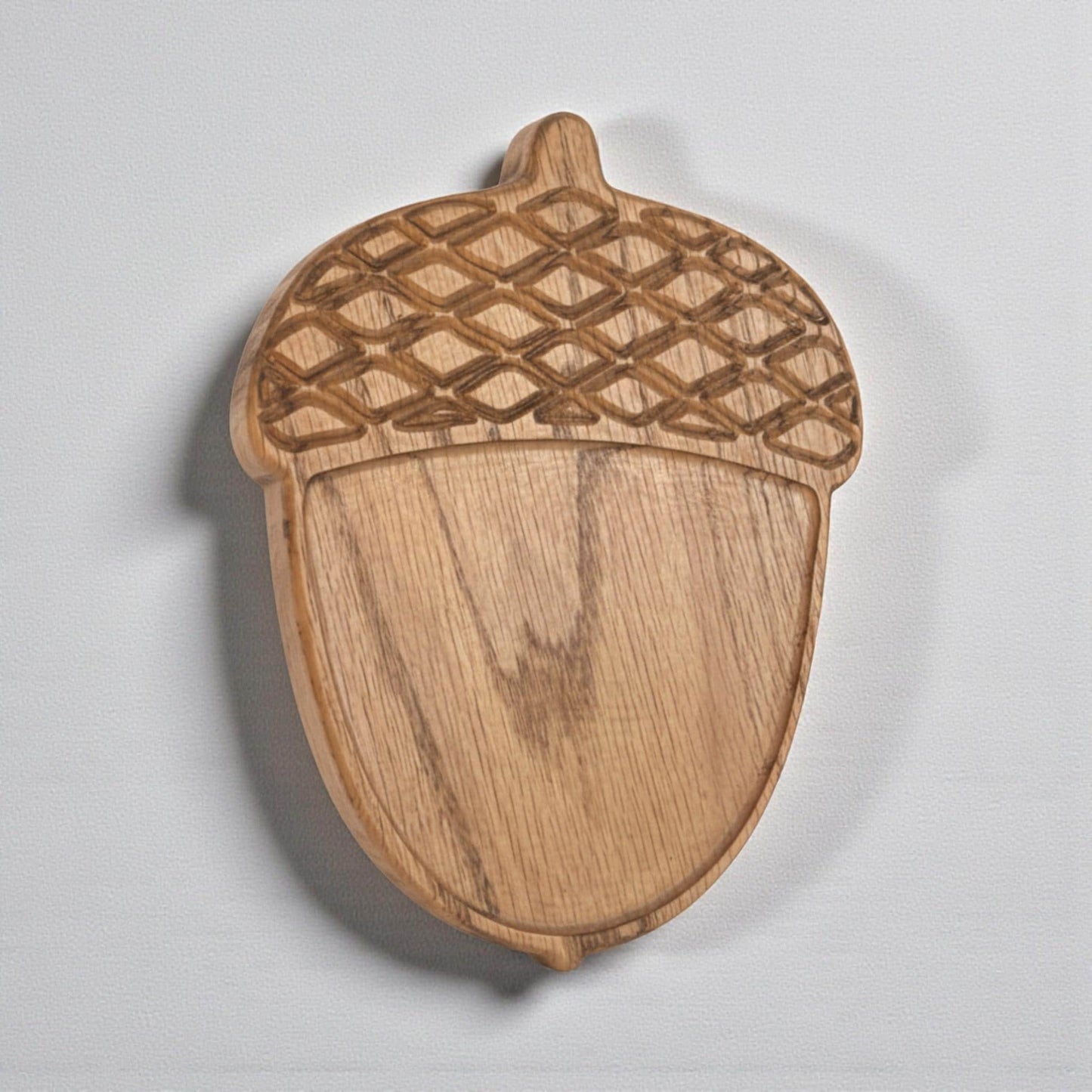 Handcrafted Acorn Serving Tray. Rustic Carved Display Platter. Solid Wood Thanksgiving Decor