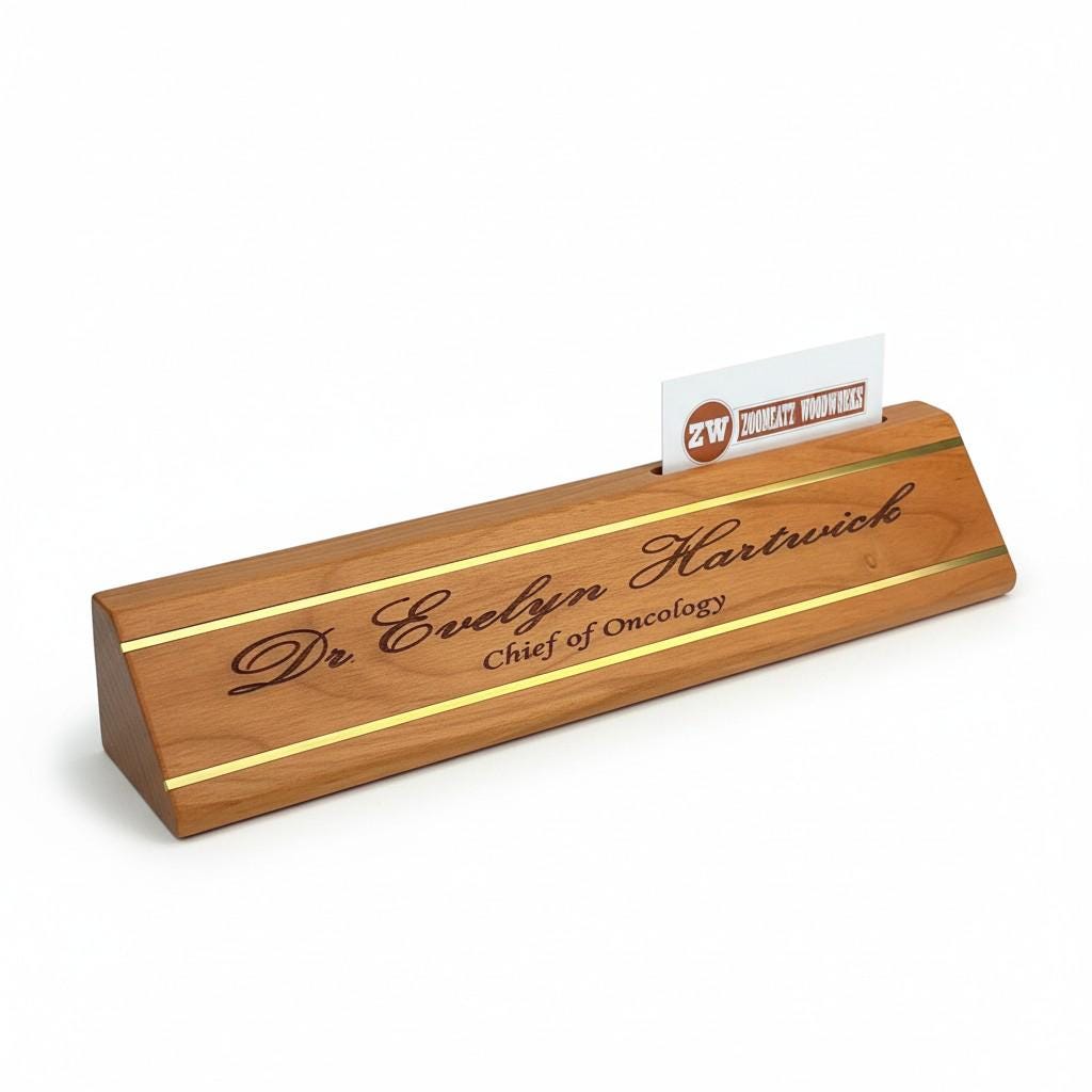Personalized Wood-Brass Desk Name Plate – Custom Engraved Hardwood with Brass Inlays