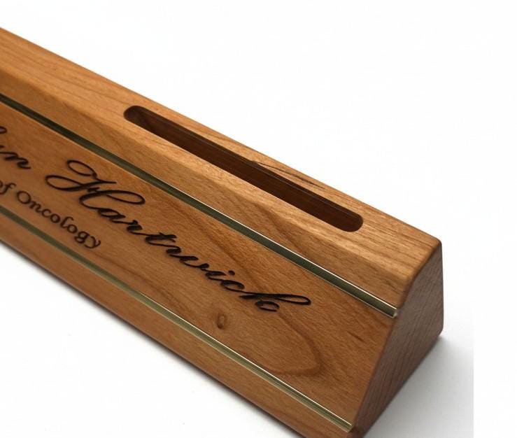 Personalized Wood-Brass Desk Name Plate – Custom Engraved Hardwood with Brass Inlays