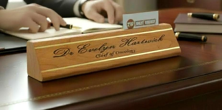Personalized Wood-Brass Desk Name Plate – Custom Engraved Hardwood with Brass Inlays