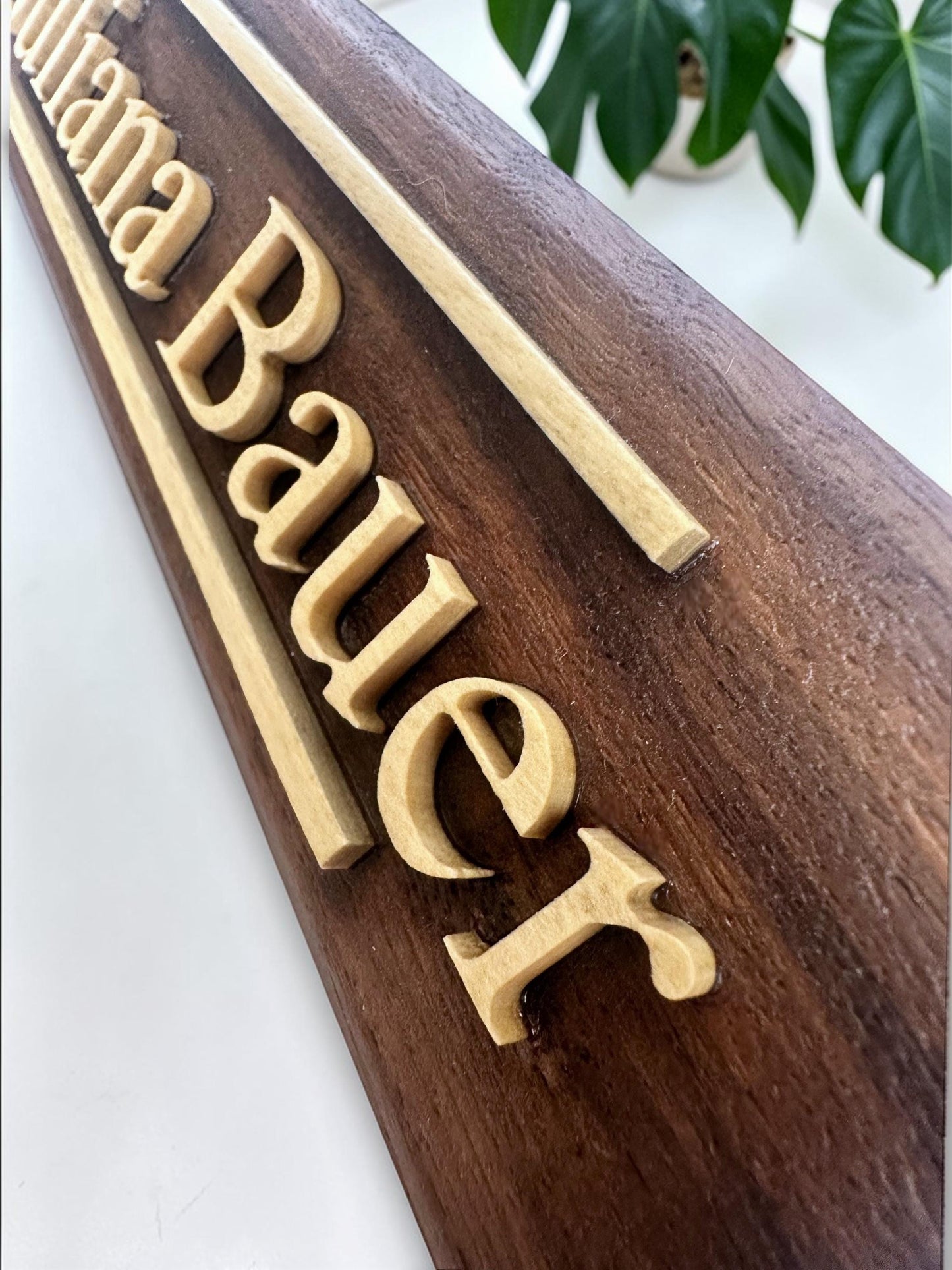 Personalized Rustic Nameplate— Carved Wood - your name pops. Desk-ready gift!