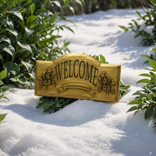 Carved Wooden Welcome Sign,Nature Themed Decor,Personalized,Home Address,Outdoor Decor,Rustic,Nature Carving,New Home Gift,Closing Gift