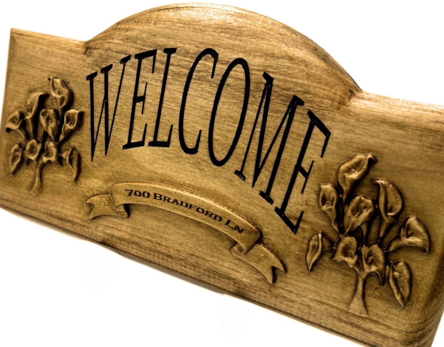 Carved Wooden Welcome Sign,Nature Themed Decor,Personalized,Home Address,Outdoor Decor,Rustic,Nature Carving,New Home Gift,Closing Gift