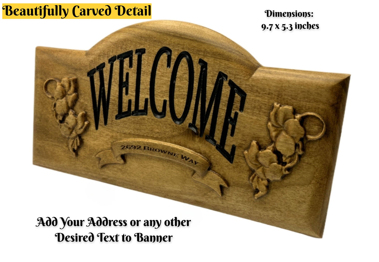 Carved Solid Wood Welcome Sign,Nature Themed Decor,Personalized,Home Address,Outdoor Decor,Nature Carving,New Home Gift,Closing Gift