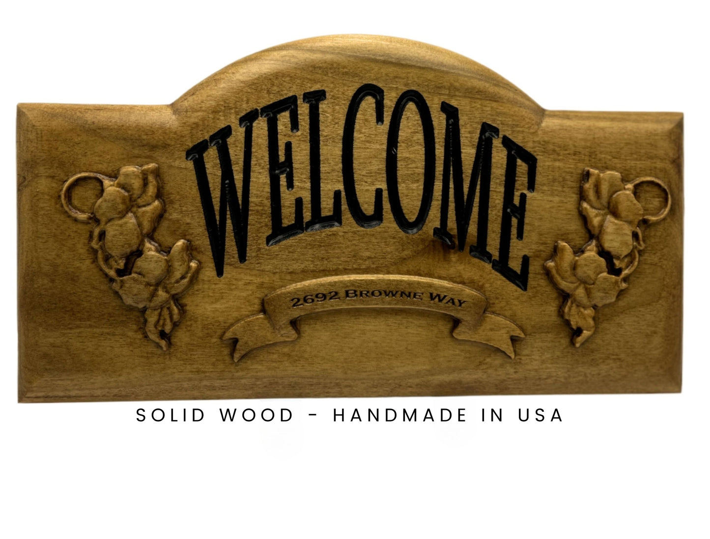 Carved Solid Wood Welcome Sign,Nature Themed Decor,Personalized,Home Address,Outdoor Decor,Nature Carving,New Home Gift,Closing Gift