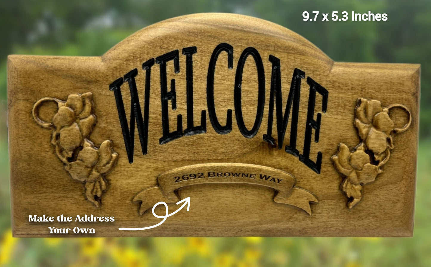 Carved Solid Wood Welcome Sign,Nature Themed Decor,Personalized,Home Address,Outdoor Decor,Nature Carving,New Home Gift,Closing Gift