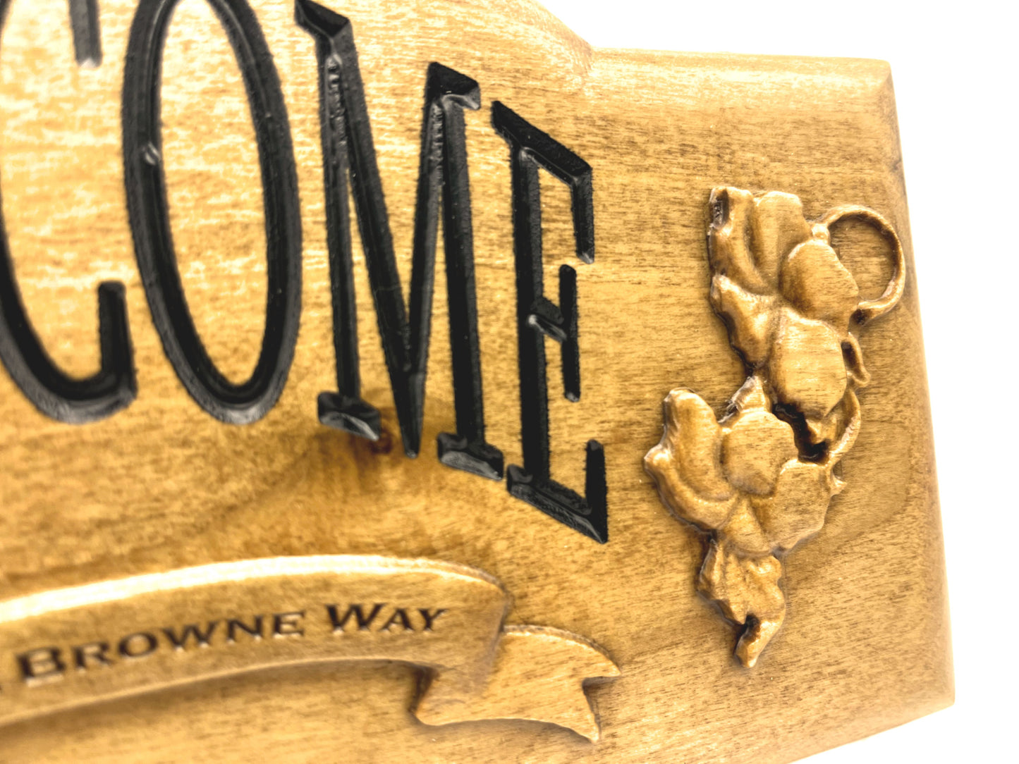 Carved Solid Wood Welcome Sign,Nature Themed Decor,Personalized,Home Address,Outdoor Decor,Nature Carving,New Home Gift,Closing Gift